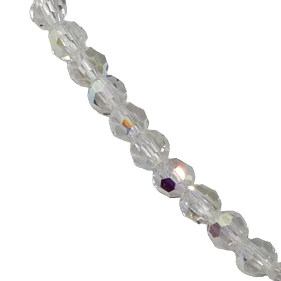 Vintage Faceted AB Aurora Borealis Bead Collar Choker Necklace Barrel Closure - Picture 2 of 8